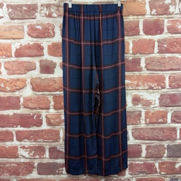 Camilla and Marc Alaine Trouser Women's 6 Plaid Blue Multicolor Wide Leg Pants - Picture 7 of 9